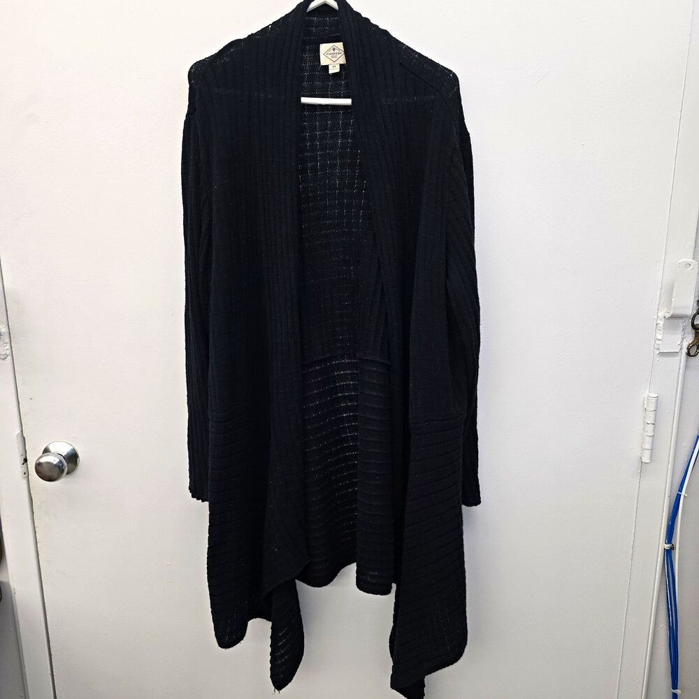 St. John's Bay Women's Black Open Front Knit Cotton Cardigan Sweater 3X